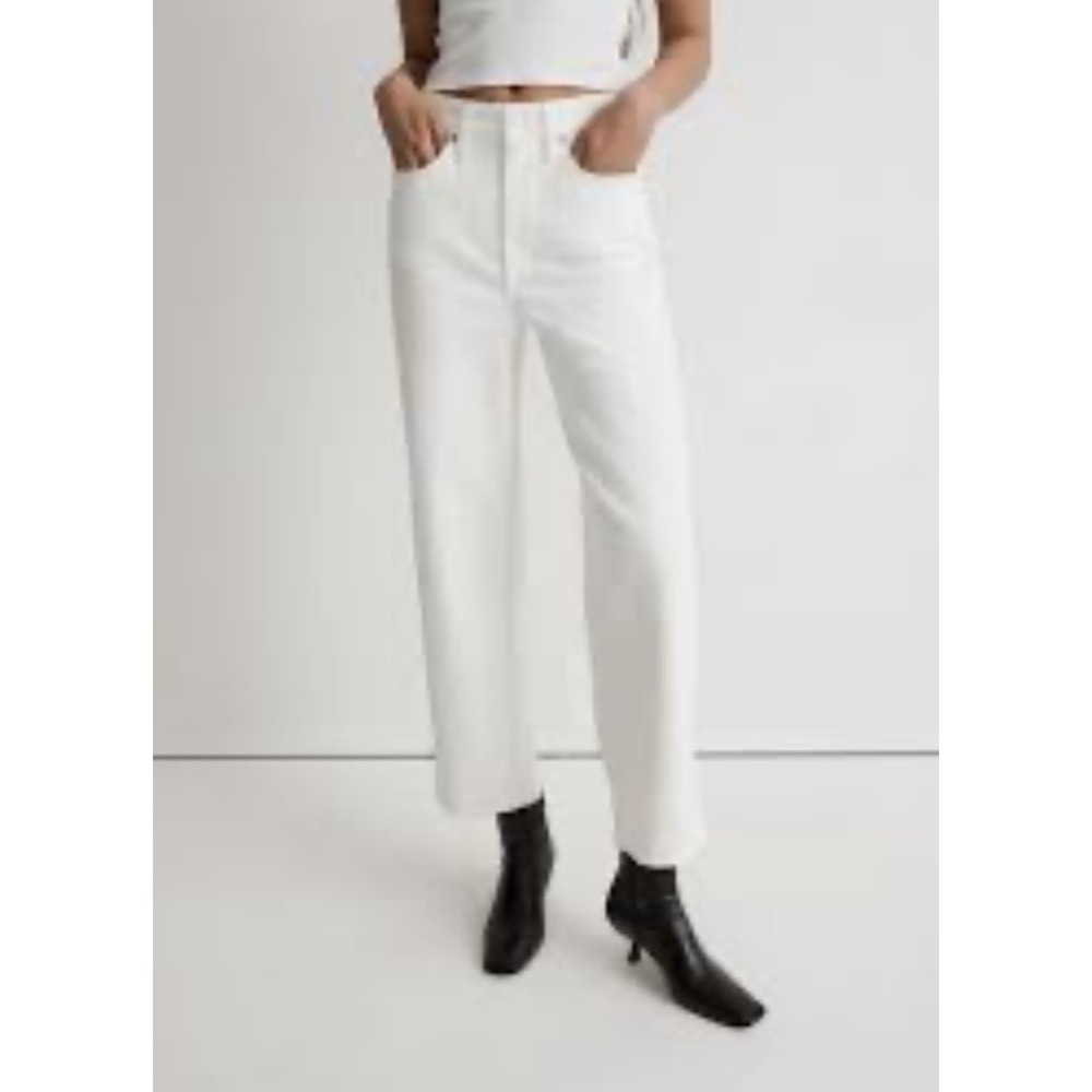 Madewell The Perfect Vintage Wide Leg Crop Jeans Sz 32 White Closet Staple
